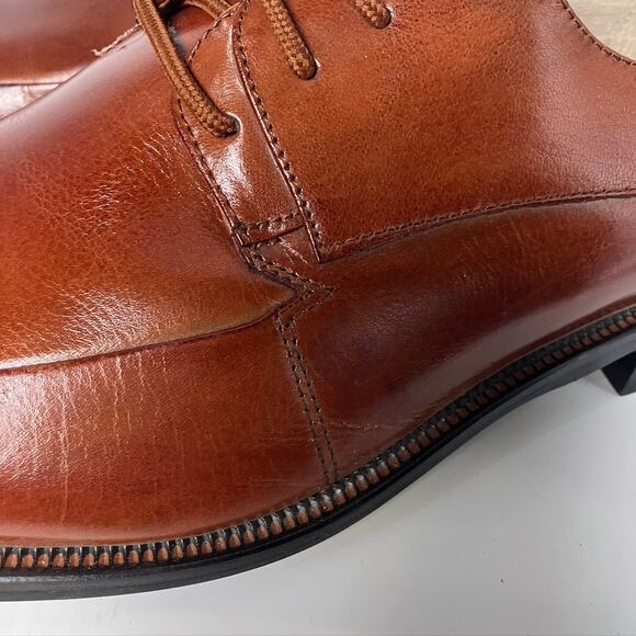 New Stacy Adams Square Toe Lace Up Dress Shoe Men's 10.5 M‎ Cognac Brown - Picture 4 of 15